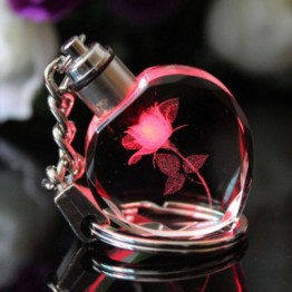 New Fairy Heart Crystal LED Light Charming Chain Key Ring