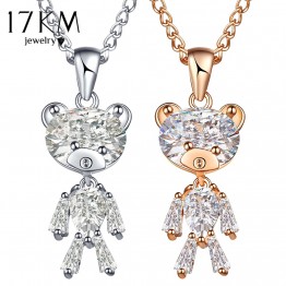 Fashion Sweater Zircon Bear Pendant Crystal Necklace For Women Jewelry Gifts 