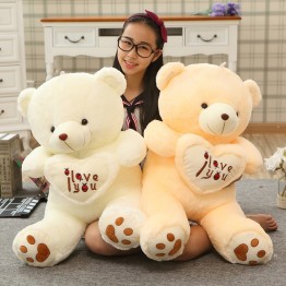 1 Piece Big I Love You Bear Large Stuffed Plush Toy Holding LOVE Heart Soft Gift for Valentine's Day