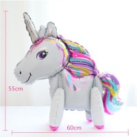 3D DIY Cute Rainbow Unicorn Foil Balloons Birthday Party Decor Kids Toys