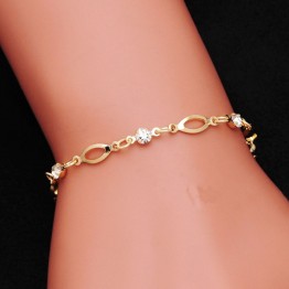 2019 Fashion Crystal Charm Bracelets for Women Gold Color Link Chain Cuff Bracelet Bangles Jewelry Valentine's day gift