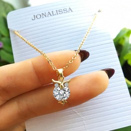 2018 New Fashion Jewelry Crystal Heart Zircon Pendants Owl Necklace For Women