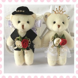 2 pieces 12 cm Couple Bears Wedding Plush Toys Wedding Gift