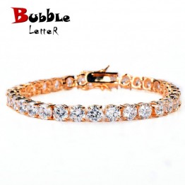 AAA Cubic Zirconia Tennis Bracelet Chain Hip Hop Jewelry Iced Finish 1 Row Gold CZ Bracelet Birthday Gift