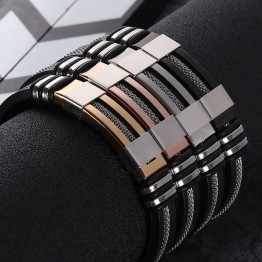2019 high quality hot sale exquisite graceful stainless steel silicone black bracelet