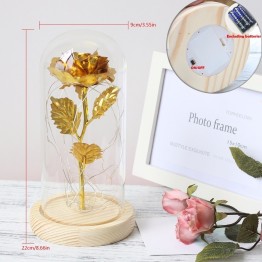 4 Style LED Gold Rose In Glass Dome Beauty And The Beast Red Rose Decorative Flowers Wreaths For Valentine