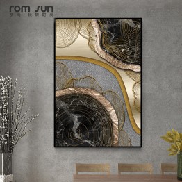 Abstract Golden Canvas Painting On The Wall For Living Room Studio And Home Decoration
