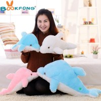45 cm Colorful Dolphin Plush Doll Toy Luminous Plush Stuffed Flashing Cushion Pillow With LED Light Party Birthday Gift