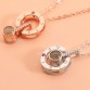 Best Gift Rose Gold & Silver Heart shape 100 languages I love you Projection Pendant Necklace Romantic Love Memory Wedding Necklace