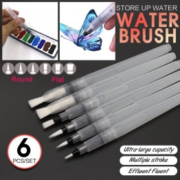 6 Pieces Different Shape Large Capacity Barrel Watercolor Painting Calligraphy Pen