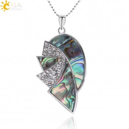 New Zealand Natural Sea Paua Abalone Shell Necklace Pendant Cubic Zirconia Multi-color Unique Special Boho Jewelry Gift