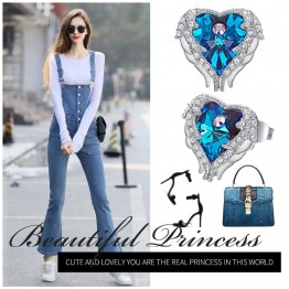 Crystals from Swarovski Earrings Luxury Blue Purple Fashion Jewelry Elegant Sexy Heart Stud Earrings For Valentine