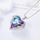 Blue Rhinestone Heart Of Angel Lover Pendant Crystals from Swarovski Necklaces Fashion Jewelry For Women