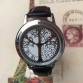 Cool LED Tree Touch Screen Steel Shell Genuine Leather Strap Digital Watch