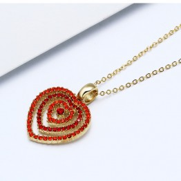 Red Orange Crystal Two Hearts Pendant Choker Necklace Rhodium Gold Color Valentine Gift