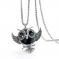 Classic Silver Long Popcorn Chain Owl Crystal Rhinestone Pendant Necklace For Women