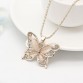 Flawless Women Lady Necklace Choker Pendientes Rose Gold Opal Butterfly Pendant Exquisite Sweater Chain Necklace 