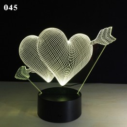 7 Color Change 3D Hologram Lamp USB Acrylic Lights Valentine's day gift 