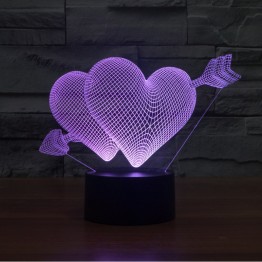 7 Color Change 3D Hologram Lamp USB Acrylic Lights Valentine's day gift 