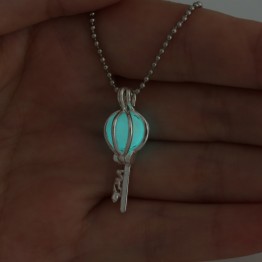 Glow in the Dark Necklace The Type Of Key Blue Pendant Alloy Chain Necklace Jewelry For Women Best Special Gift