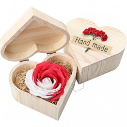 Heart Pattern Wood Box Rose Flower Decor DIY Body Bath Soap Valentines Gift