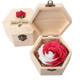 Hot Sale Romantic Hexagon Pattern Wood Rose Flower Decor DIY Body Bath Soap Valentines Gift