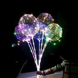 Hot Selling 18 Inches Luminous LED Balloon With Stick Transparent Valentine's Day Decoration Balloons