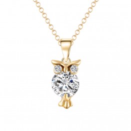 New Fashion Gold Color Chain Necklace  With Crystal Zircon Lovely Animal Owl Pendants Jewelry For Women