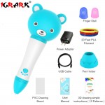 IGRARK NEW 3D Printer Pen with 3Color PLA Filament Set Voice Function 3D Drawing Pens for kids birthday/Christmas gift 