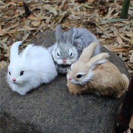 15 CM Mini Realistic Cute White Plush Rabbits Fur Lifelike Animal Model Birthday Gift