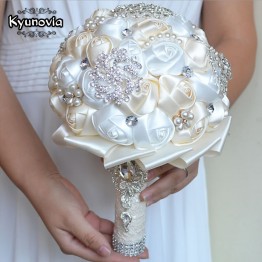 Best Price White Ivory Brooch Bouquet Wedding Bouquet de mariage Pearl Flowers buque de noiva