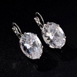 Silver Crystal Cubic Zircon Big Stone Drop Earrings Fashion Jewelry Valentine's Day Gift