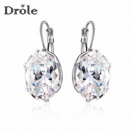 Silver Crystal Cubic Zircon Big Stone Drop Earrings Fashion Jewelry Valentine's Day Gift