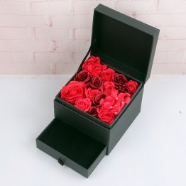 Rose Soap Flower Set +Two Layers Double Drawer Box Necklace Gift Jewelry Boxes valentine's day gift
