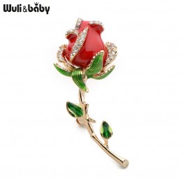 Rhinestone Enamel Red Rose Brooches Alloy Flower Valentine's Day Gifts