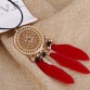 Elegant Feather Long Beaded Black Chain Tassel Necklaces For Women